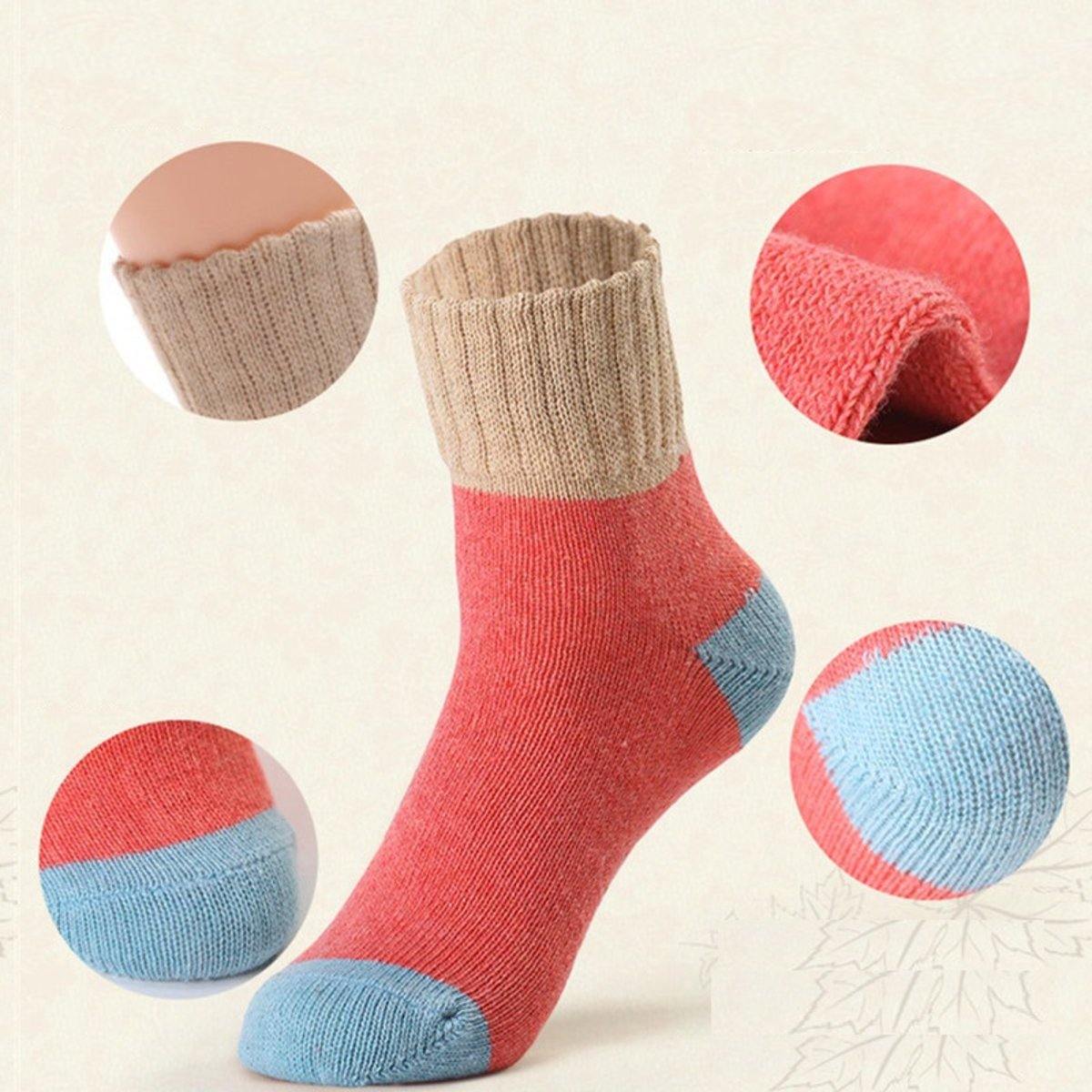 Women's Crew Socks, PatchWork, Wool, 5-pack