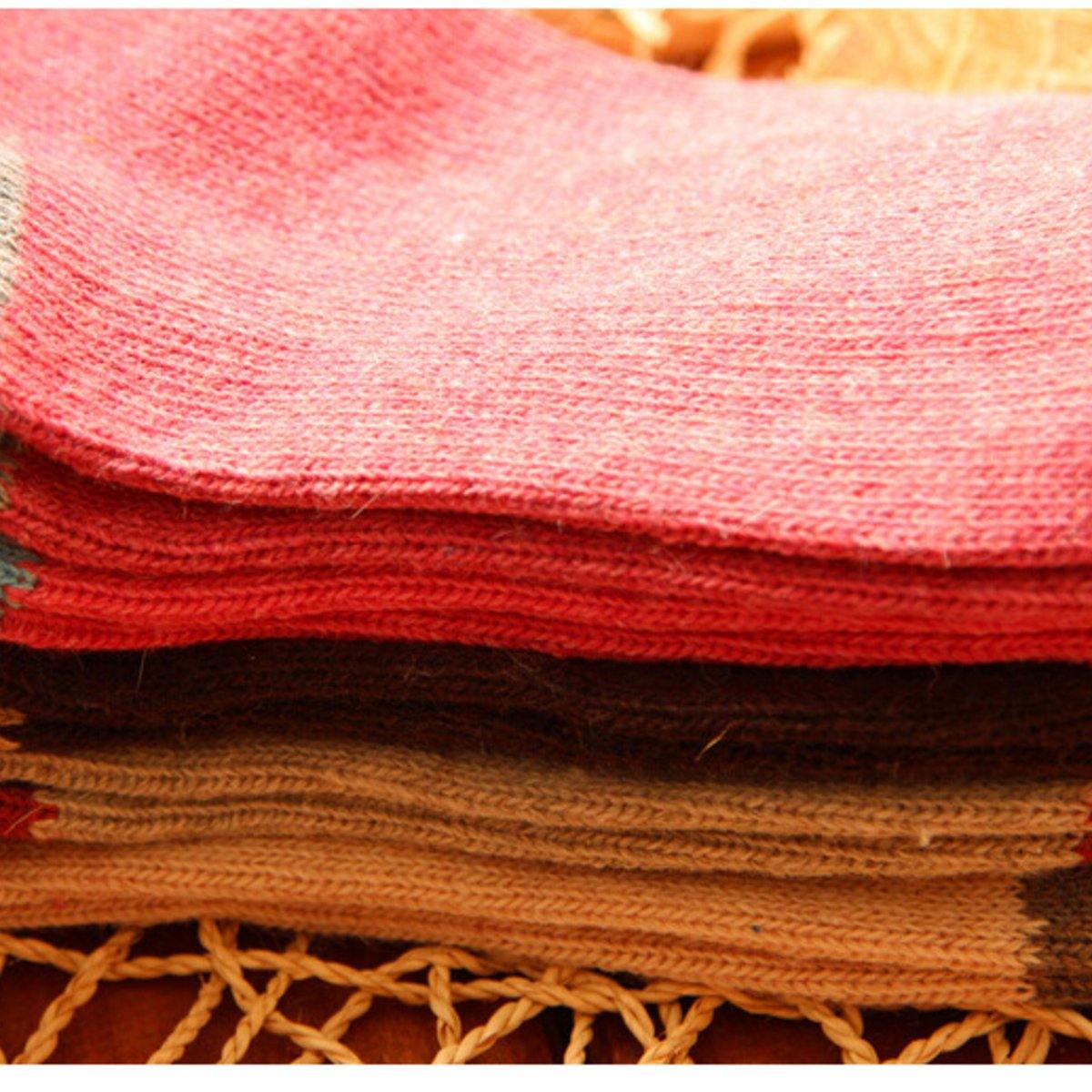 Women's Crew Socks, PatchWork, Wool, 5-pack